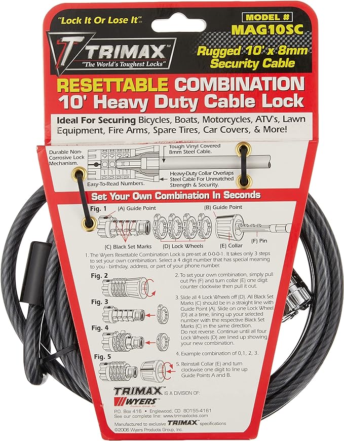 MAG10SC 10FT COMBINATION CABLE LOCK