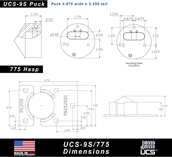 UCS-9S-775 Hasp and Cone Puck Padlock Combo Kit