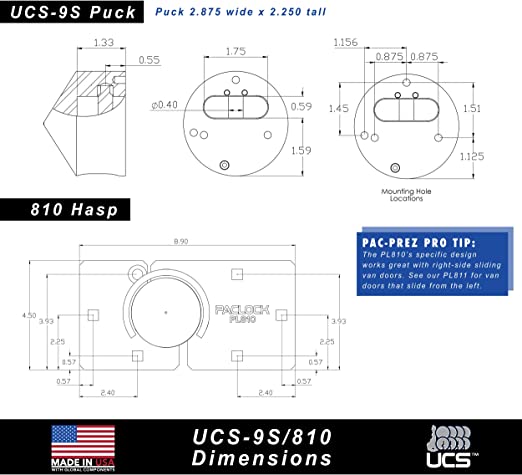 UCS-9S-810 Hasp and Cone Puck Padlock Combo Kit