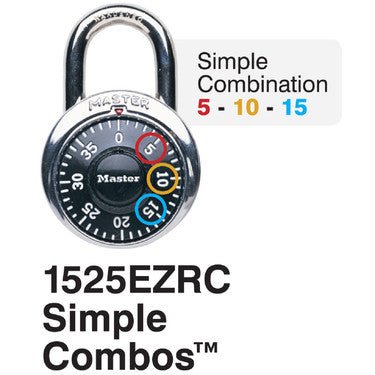 1525EZRC COMBINATION PADLOCK WITH KEY CONTROL SIMPLE COMBO - 1st-in-Padlocks